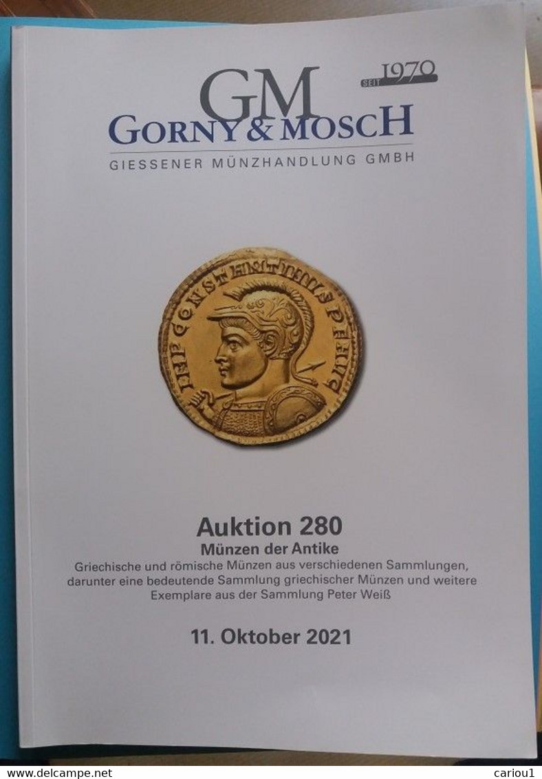 C1  Gorny Mosch CATALOGUE MONNAIES ANTIQUES 280 Grece Rome Byzance Octobre 2021 - Livres & Logiciels