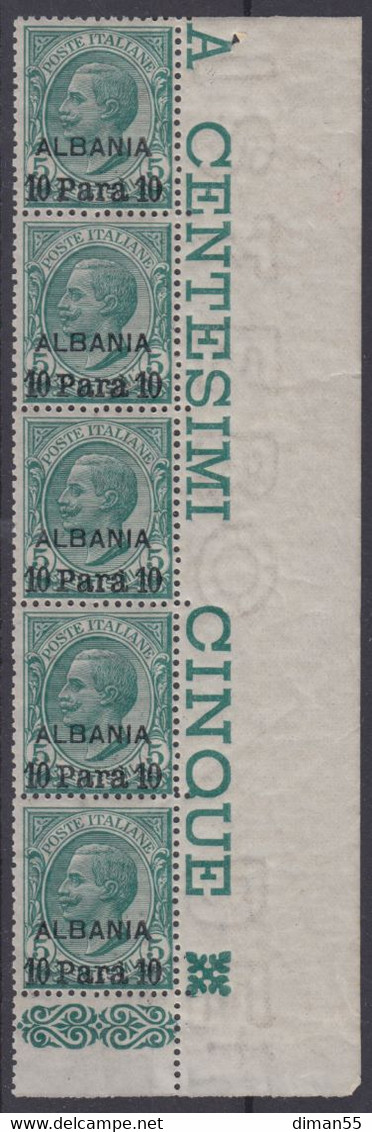 ITALIA - ALBANIA OFFICES  N. 7 Blocco Di 5 Angolo Di Foglio - Cat. 1400 Euro MNH**  Gomma Integra  - 3 Super Centrati - Albanië