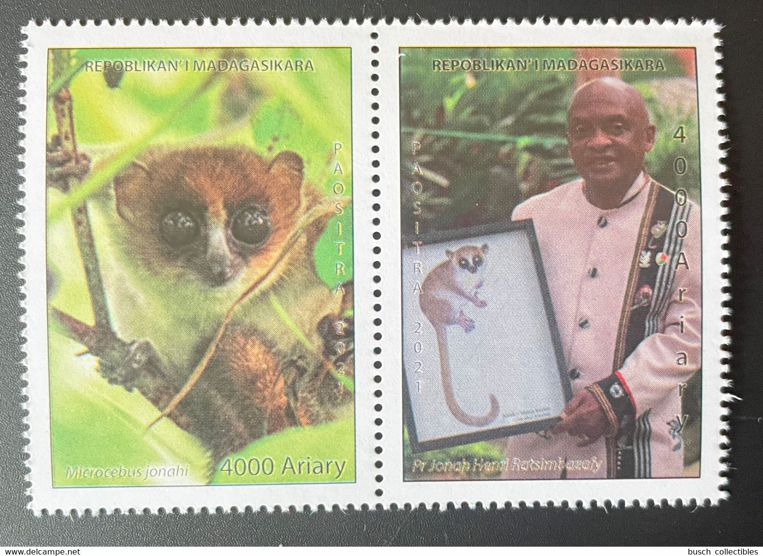 Madagascar Madagaskar 2021 Mi. 2722 - 2723 Lemuriens Lemurs Faune Fauna Microcebus 2 Val. - Mono