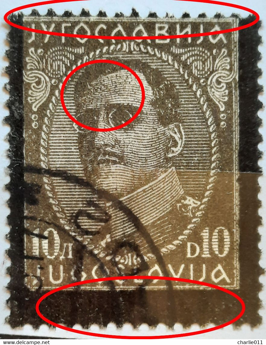 KING ALEXANDER-10 D-BLACK OVERPRINT-ERROR-YUGOSLAVIA-1934 - Non Dentelés, épreuves & Variétés