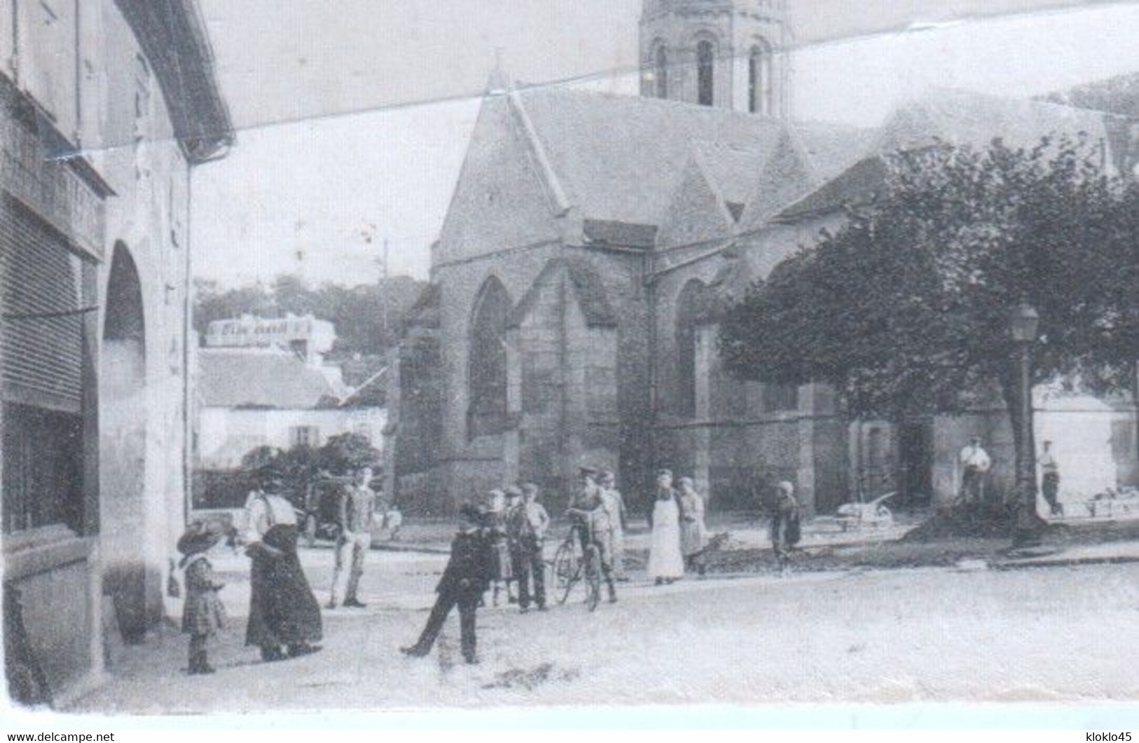 78 ORGEVAL ( Yvelines ) L' Eglise La Poste - Animé Groupe Personnes Cantonnier - CPA Généalogie Cachet Militaire - Orgeval