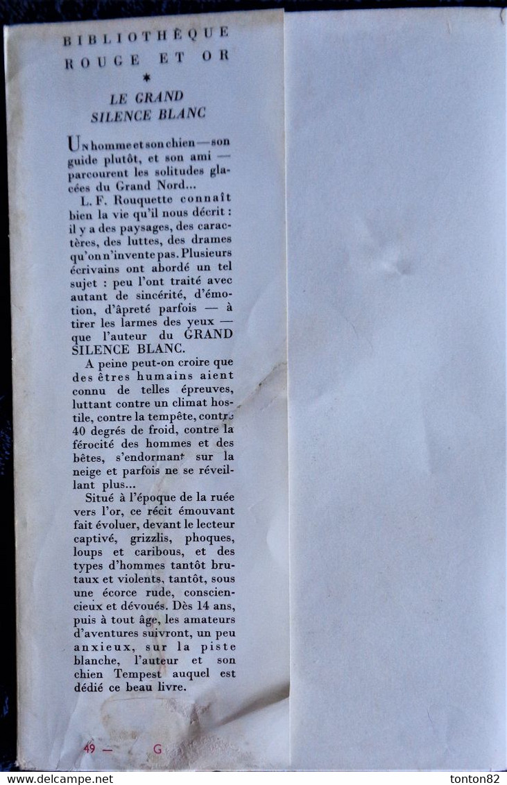 Louis-Frédéric Rouquette - Le Grand Silence Blanc- Bibliothèque Rouge Et Or - ( 1951 ) . - Bibliotheque Rouge Et Or