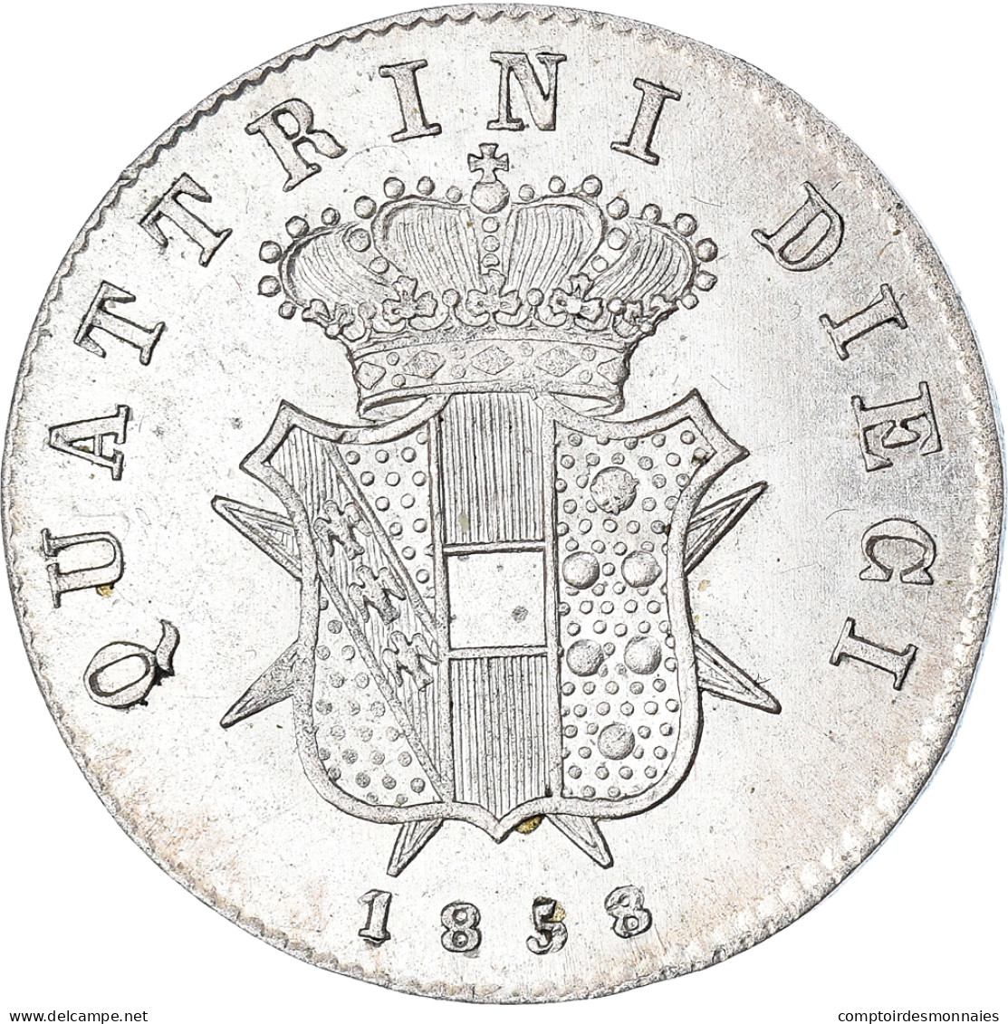 Monnaie, États Italiens, TUSCANY, Leopold II, Dieci (10) Quattrini, 1858 - Tuscan