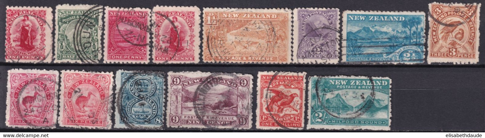 NEW ZEALAND - 1900 - YVERT N°94+96/100+102/103+106/106a+107/110 OBLITERES - COTE = 148 EUR. - - Oblitérés