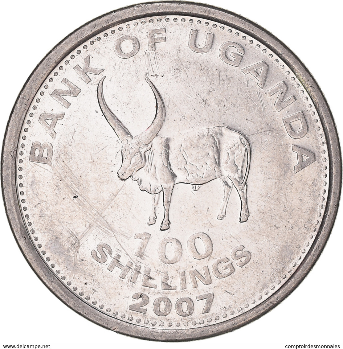 Monnaie, Ouganda, 100 Shillings, 2007, Royal Canadian Mint, TTB+, Cupro-nickel - Ouganda