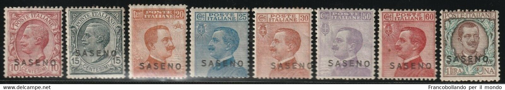 REGNO D'ITALIA COLONIE  POSSEDIMENTI 1923  SERIE COMPLETA DEI FRANCOBOLLI D'ITALIA 1901-22 SOPRASTAMPATI SASENO MNH - Saseno