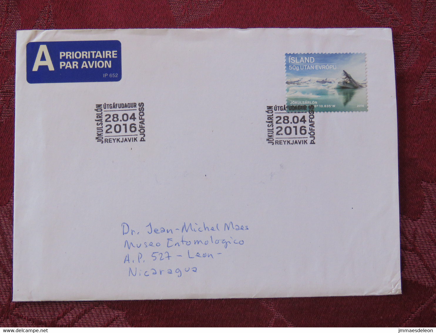 Iceland 2016 FDC Cover To Nicaragua - Iceberg Or Mountain - Storia Postale