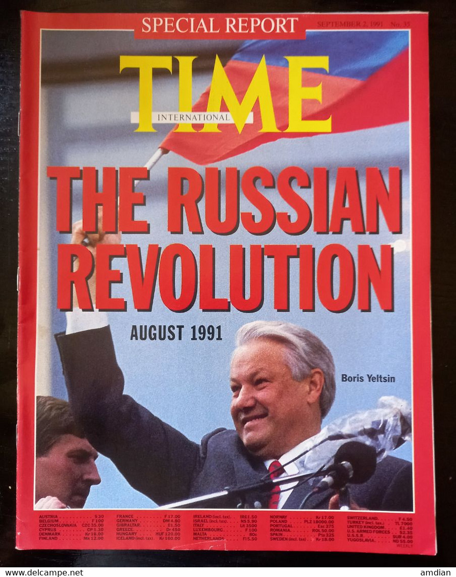 The Russian Revolution Boris Yeltsin TIME Magazine September 2, 1991 - Rajiv Gandhi's Assasins - BCCI Bank Scandal - Andere & Zonder Classificatie