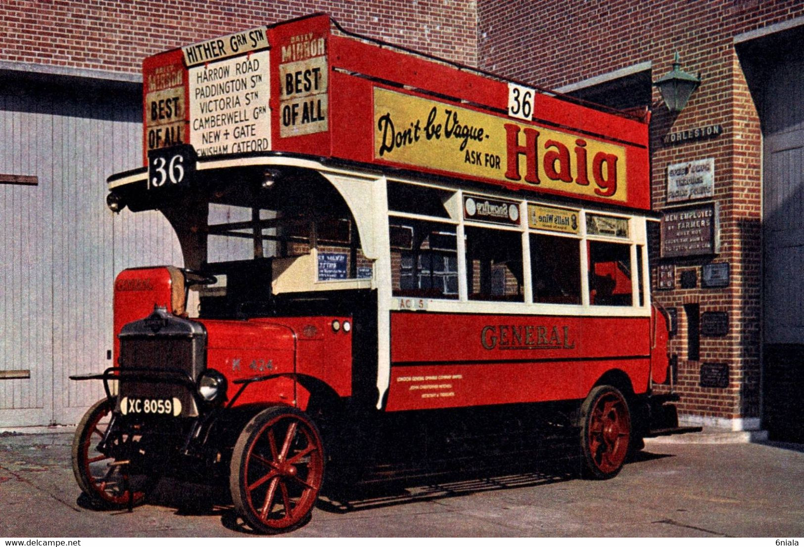 10601  AUTOBUS K TYPE OMNIBUS London Général Omnibus (Autobus, Bus )   (recto-verso)  Reproduction Moderne - Bus & Autocars