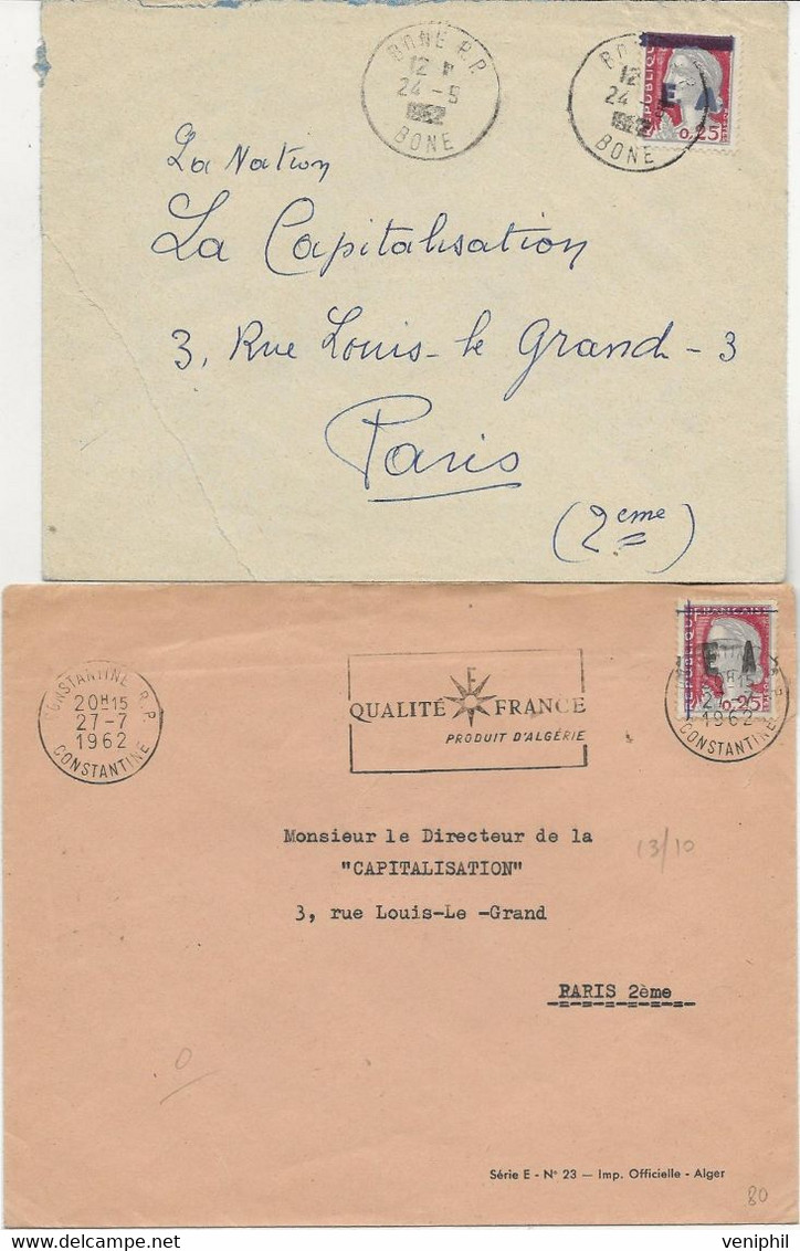 ALGERIE - LOT DE 6 LETTRES AFFRANCHIE N° 360 -TOUS  SURCHARGES DIFFERENTES  E.A. 1962- TRES BON LOT - Storia Postale