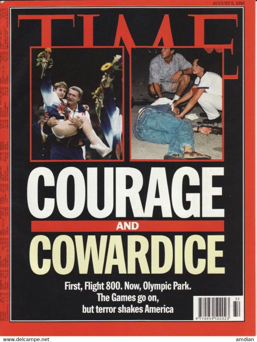 Courage And Cowardice Atlanta Olympic Park Terrorism TIME Magazine August 5 1996 - Vol 148, No 6 - Kerri Strug - Other & Unclassified