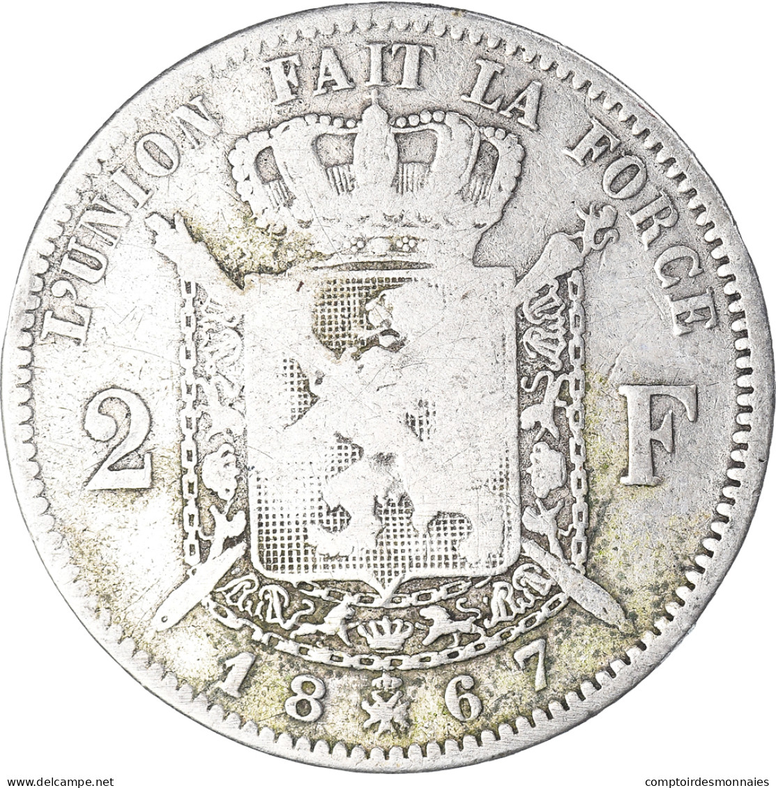 Monnaie, Belgique, Leopold II, 2 Francs, 2 Frank, 1867, Bruxelles, TB, Argent - 2 Frank