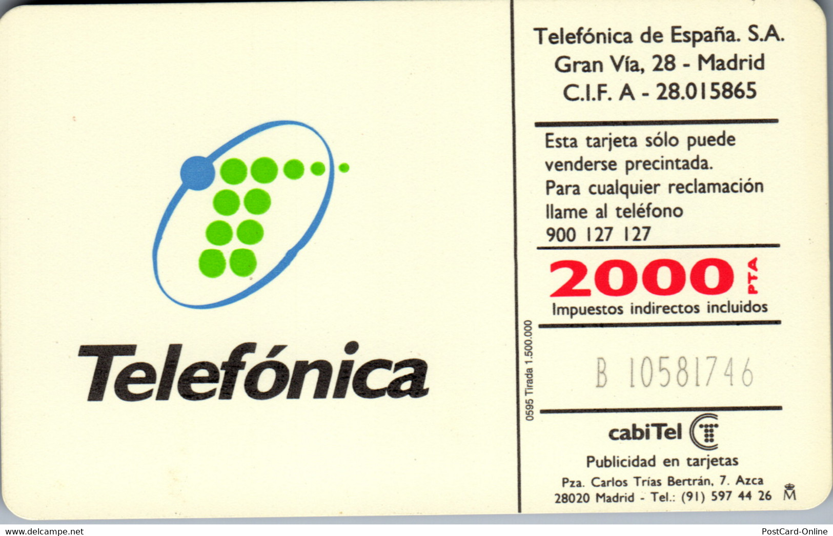 16617 - Spanien - Tarjeta Telefonica - Otros & Sin Clasificación