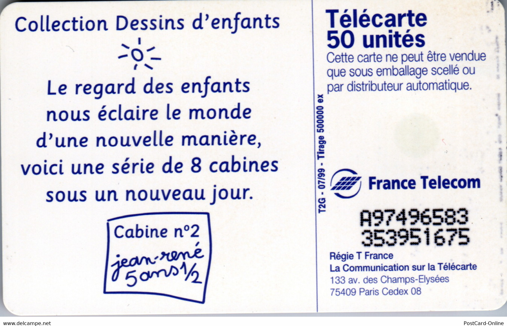 16637 - Frankreich - La Cabine De Ma Rue , Jean-rene , Collection Dessins D'enfants - 1999