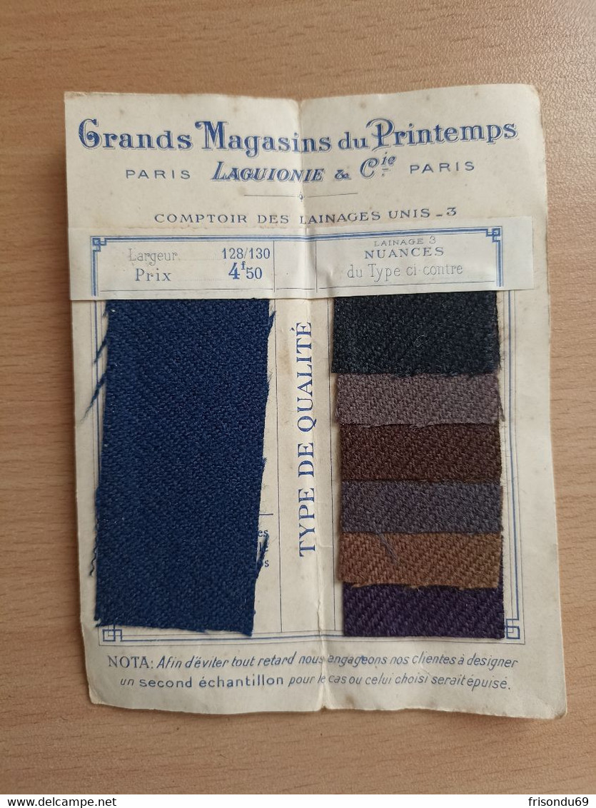 Échantillon Tissus Grands Magasins Du Printemps Paris Mode - Dentelles Et Tissus