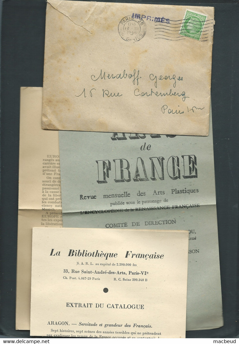 Lac Affranchie Par Yvert N° 675 ( Tarif Imprimé )  OBLI.   Paris 25 R. Danton , 17/12/1945 - Phi127105 - 1945-47 Cérès Van Mazelin