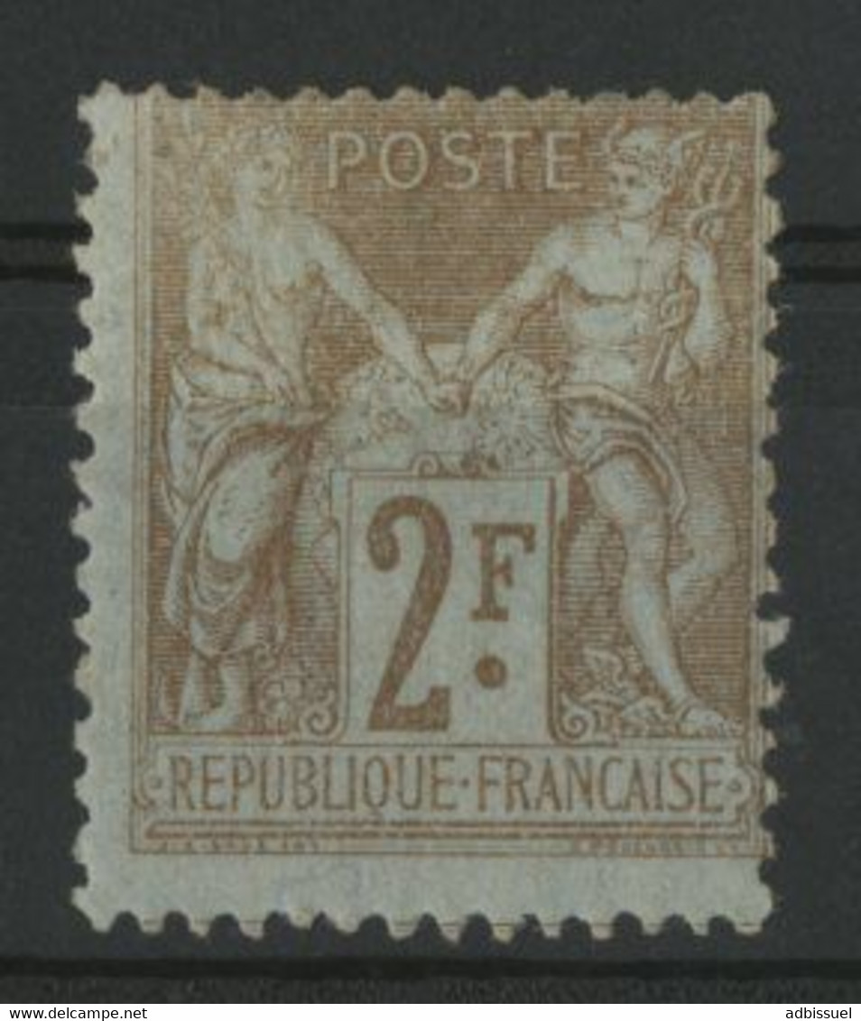 N° 105 2 Fr Bistre Sur Azuré Cote 200 € Neuf * (MH) - 1898-1900 Sage (Type III)