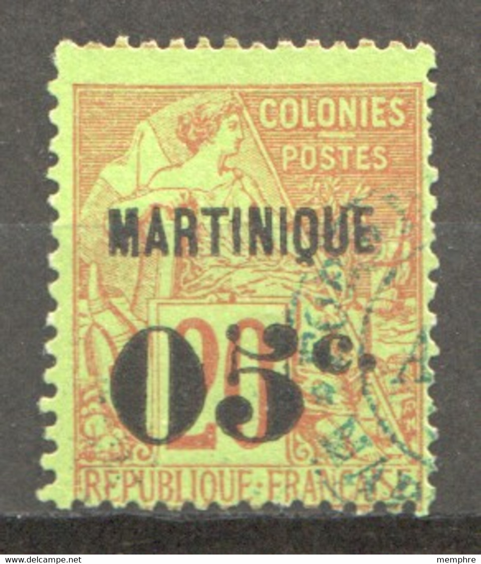 Alphée Dubois20 C. Surchargé «MARTINIQUE / 05 C.» Yv 11 - Used Stamps