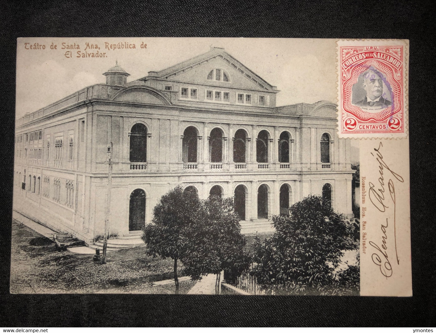 Postcard Santa Ana Theater 1906 With Marking T 2 Cents - El Salvador