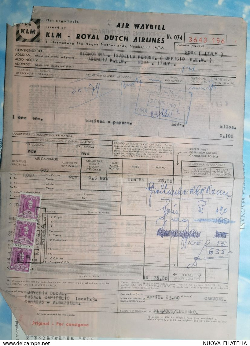 1960 KLM DOCUMENTO DI VIAGGIO - Europe