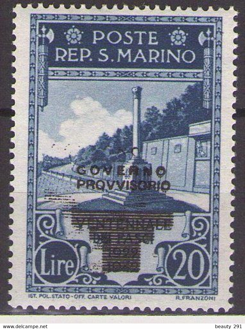 SAN MARINO - 1943  Mi 302 Varietà Doppia Soprastampa, MNH** LUX - Errors, Freaks & Oddities (EFO)