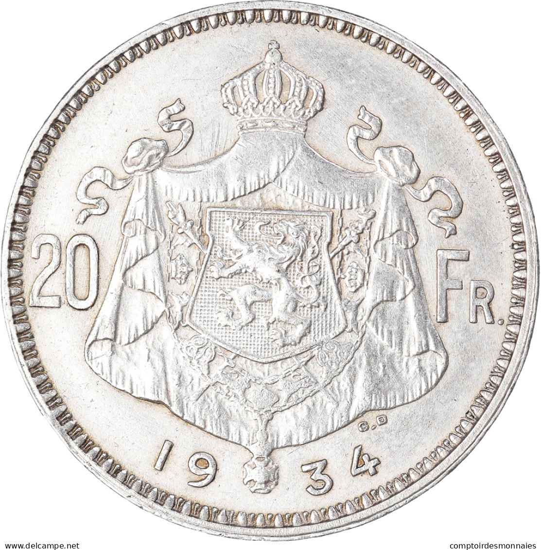 Monnaie, Belgique, Albert I, 20 Francs, 20 Frank, 1934, Bruxelles, SUP, Argent - 20 Frank & 4 Belgas