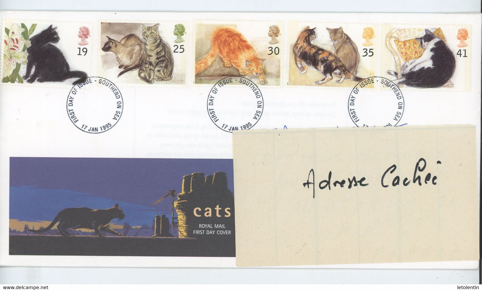 GRANDE BRETAGNE - LES CHATS - FDC - N° Yvert 1789/1793 - 1991-2000 Decimal Issues