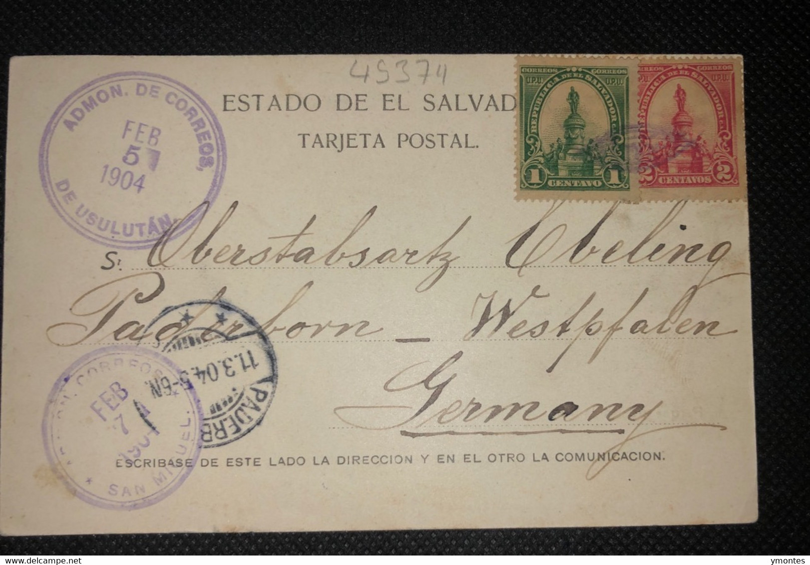 Postcard Santa Ana Park 1904 - El Salvador