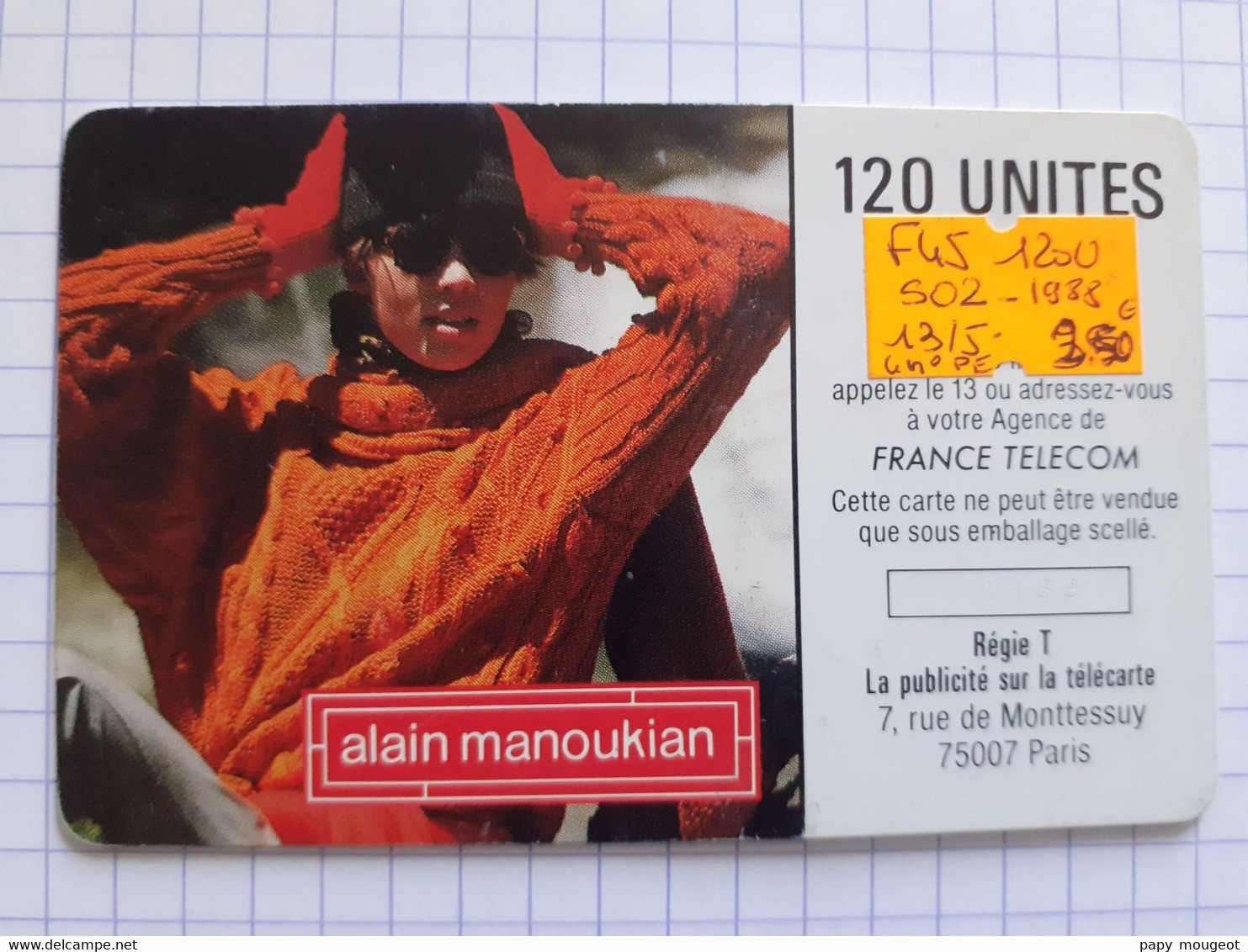 F45 SO2 120U 12/88 Alain Manoukian N°1169 Petit Embouti - Cote 13/5€ - 1988