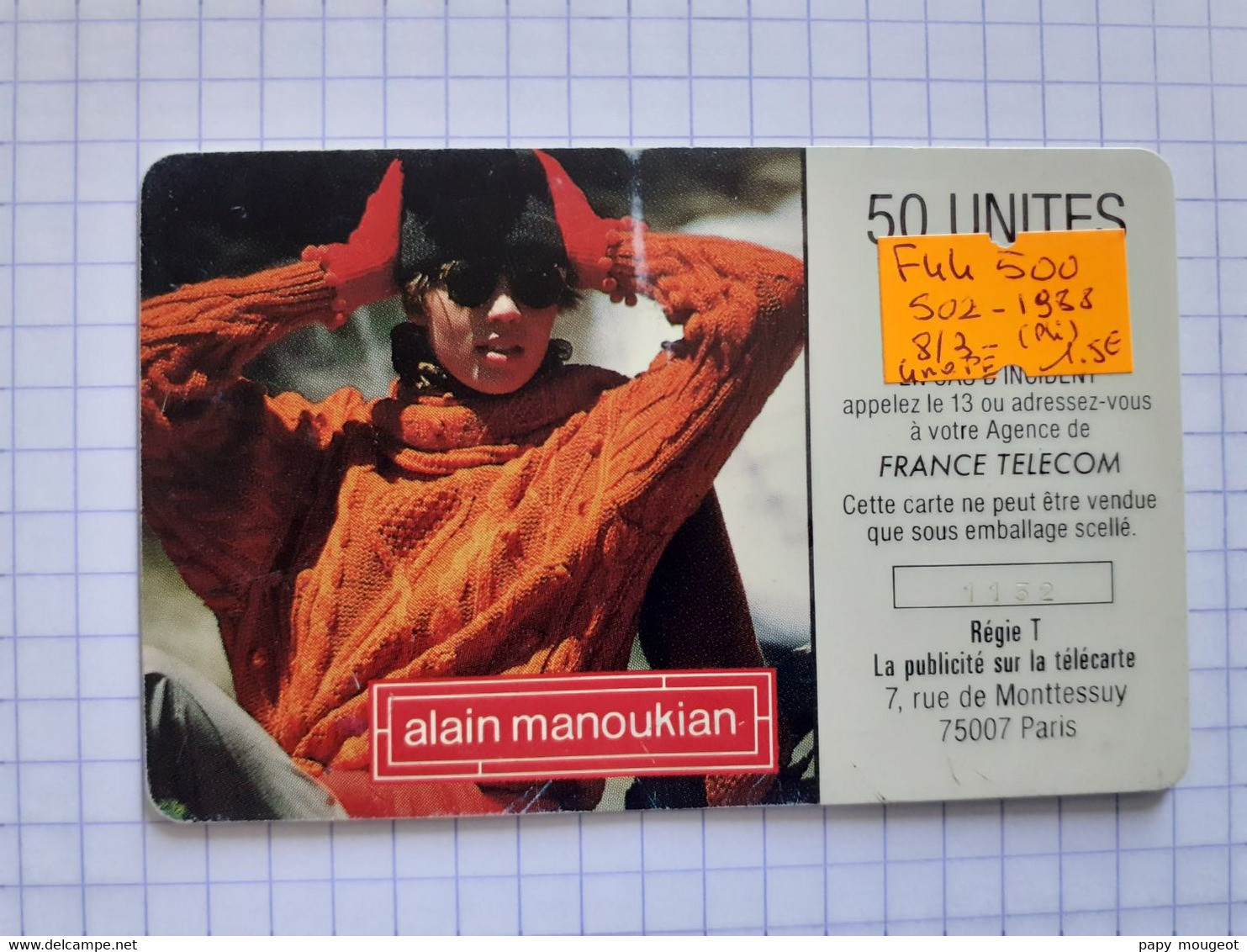 F44 SO2 50U 12/88 Alain Manoukian N°1152 Petit Embouti - Cote 8/3€ - 1988