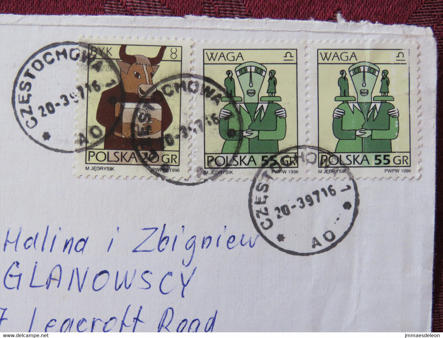 Poland 1997 Cover To England - Zodiac Taurus Balance - Cartas & Documentos