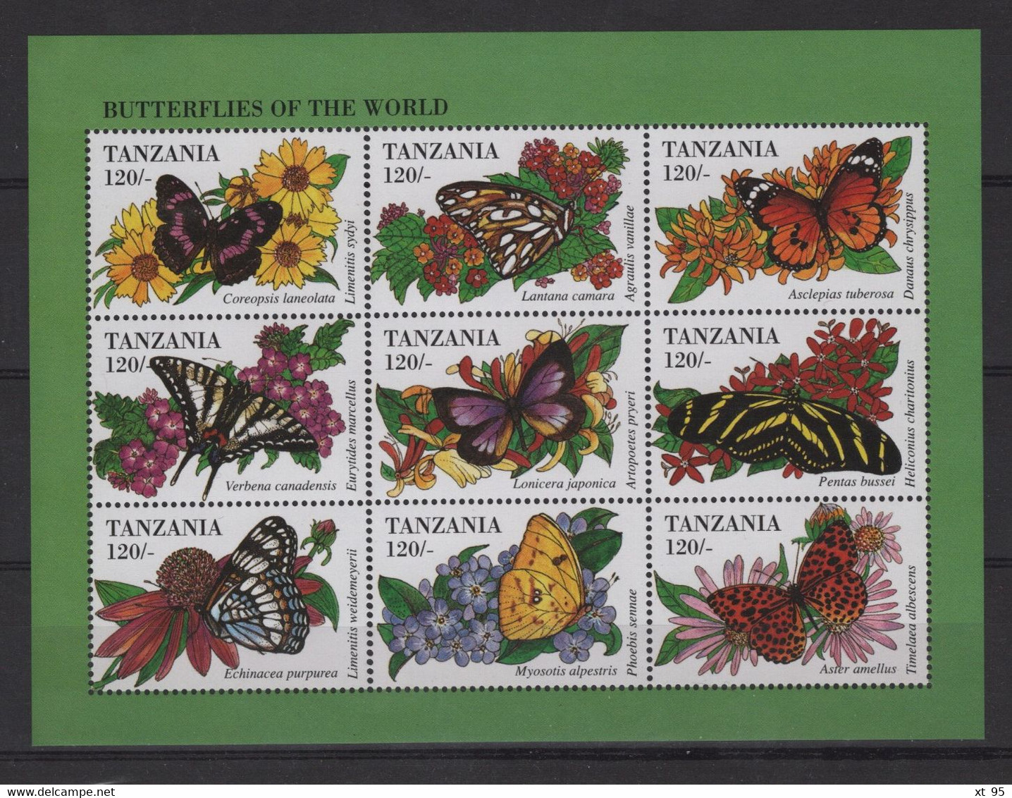 Tanzanie - N°1686 à 1694 (feuillet) - Faune - Papillons - Cote 7.20€ - ** Neufs Sans Charniere - Tanzania (1964-...)