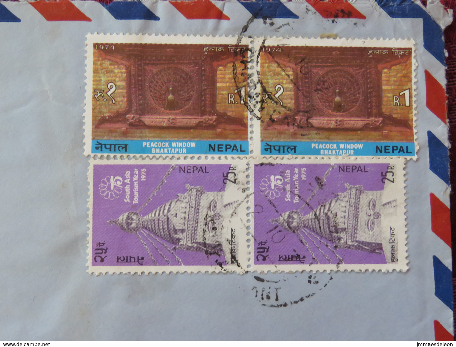 Nepal 1975 Cover To England - Temple - Peacock Window - Népal