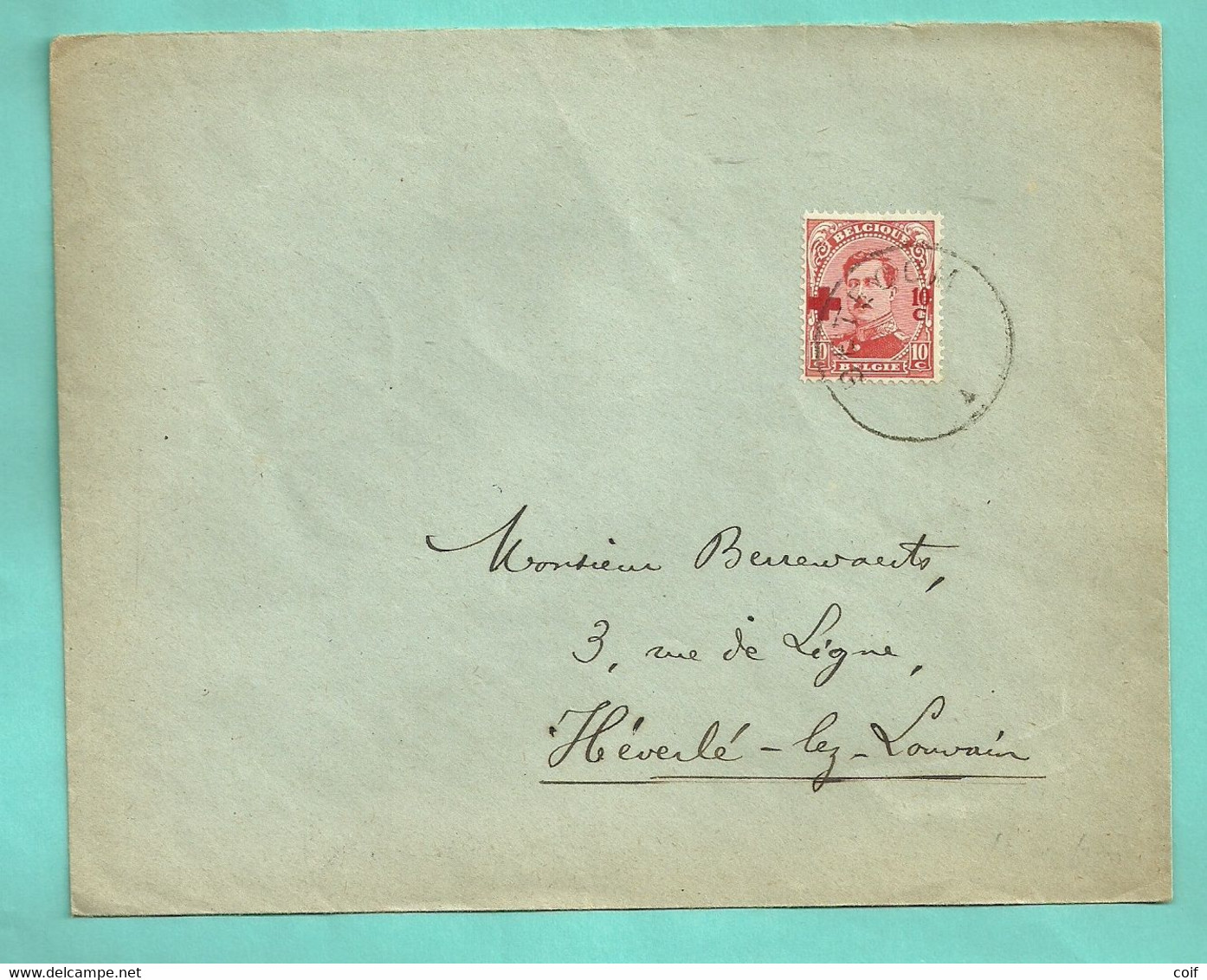 153 Op Brief Met Stempel BETECOM Zonder Datummidden (noodstempel) - 1918 Rode Kruis