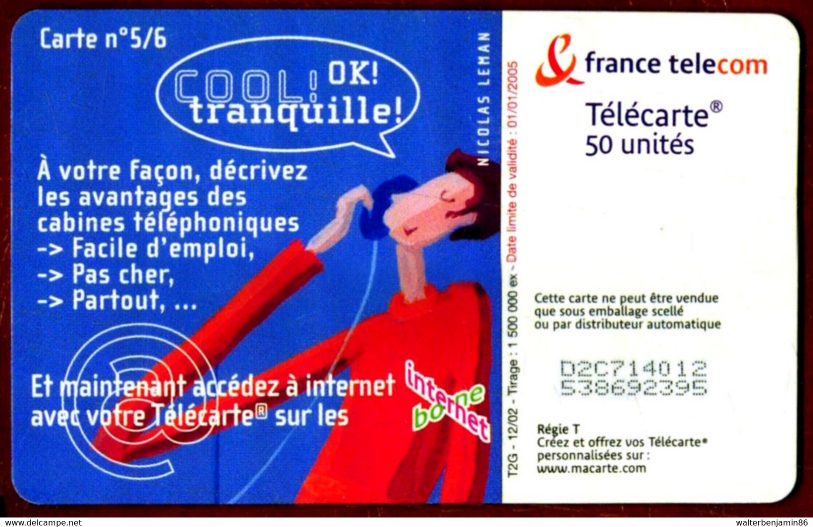 SCHEDA TELEFONICA PHONECARD FRANCE 2002-12 P 1230 COOL TRANQUILLE 5 - 2002