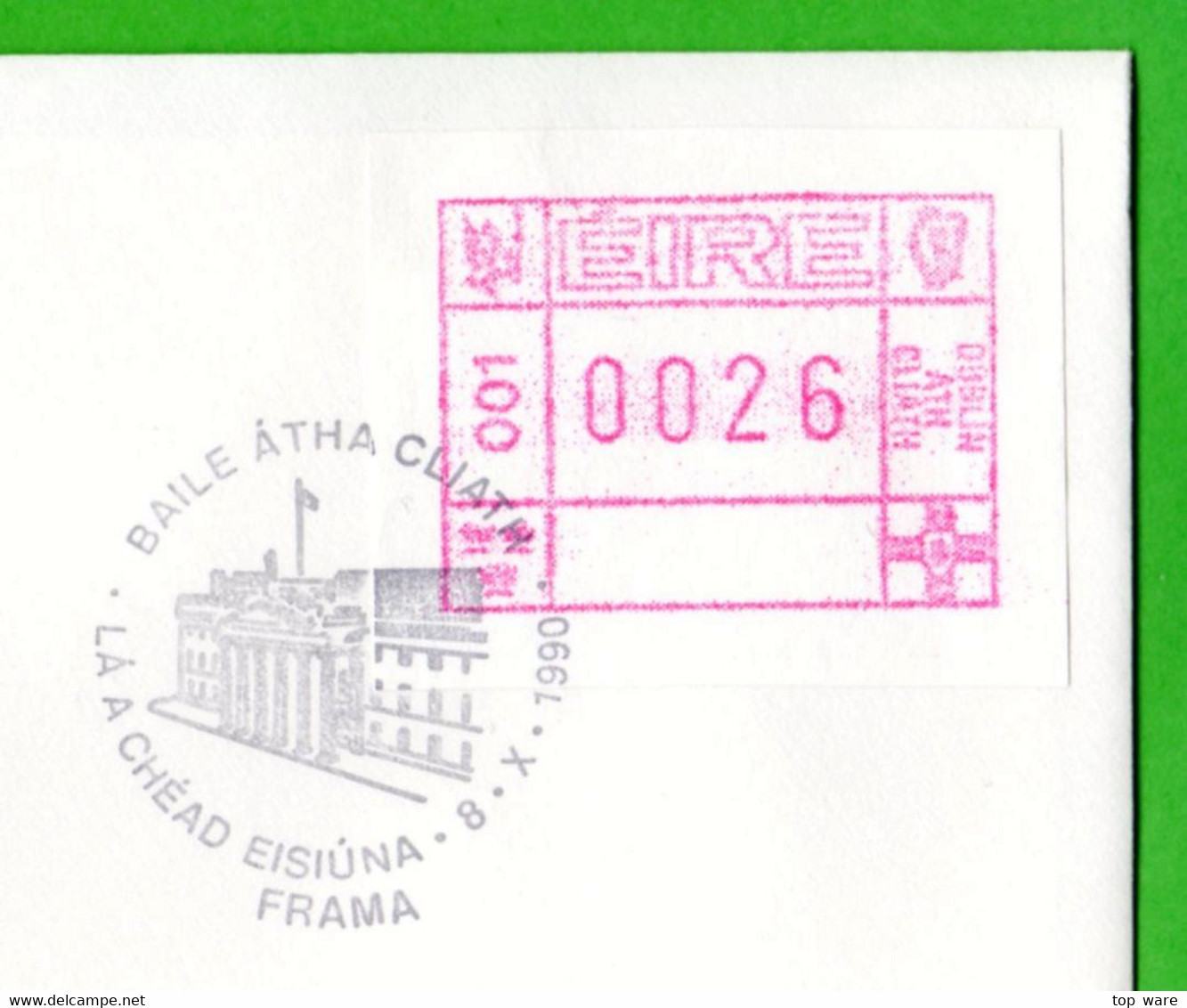 EIRE IRELAND ATM STAMPS / VENDING MACHINE TRIAL 1990 / SOAR THREE OFFICIAL FDC Automatenmarken Distributeur - Affrancature Meccaniche/Frama