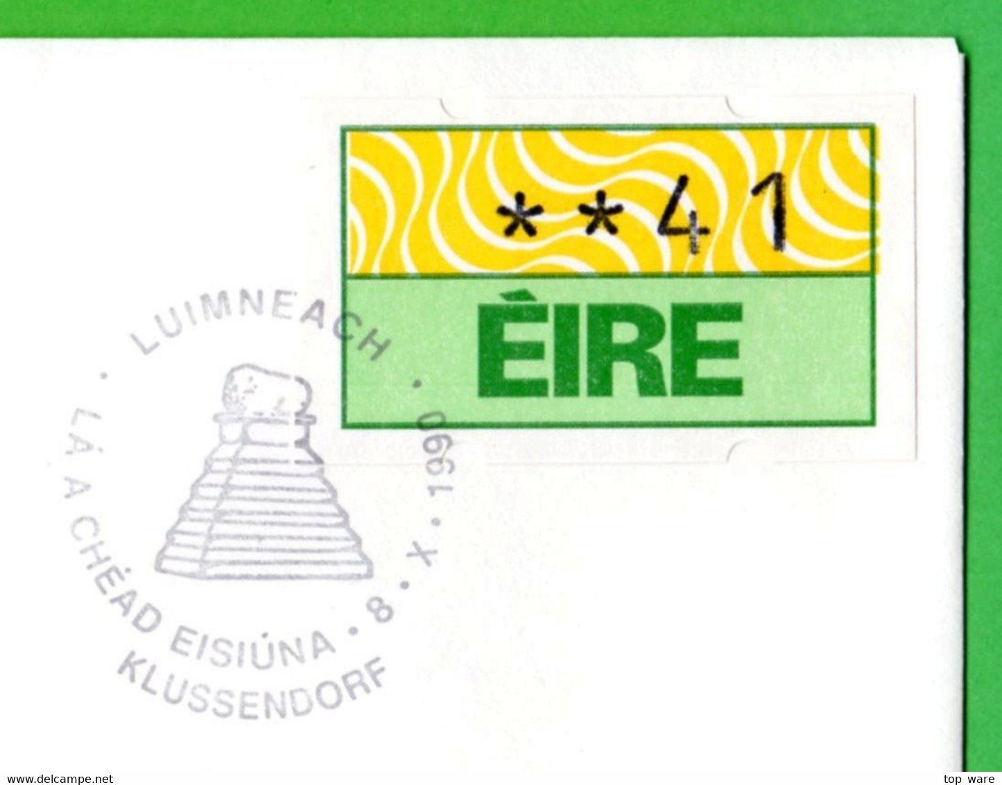 EIRE IRELAND ATM STAMPS / VENDING MACHINE TRIAL 1990 / SOAR THREE OFFICIAL FDC Automatenmarken Distributeur - Frankeervignetten (Frama)