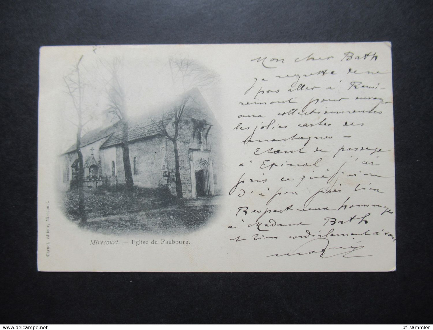 Frankreich Sage AK 1900 Mirecourt Eglise Du Faubourg Editeuer Carnet Stempel Mirecourt Vosges Nach Doubs Gesendet - Mirecourt