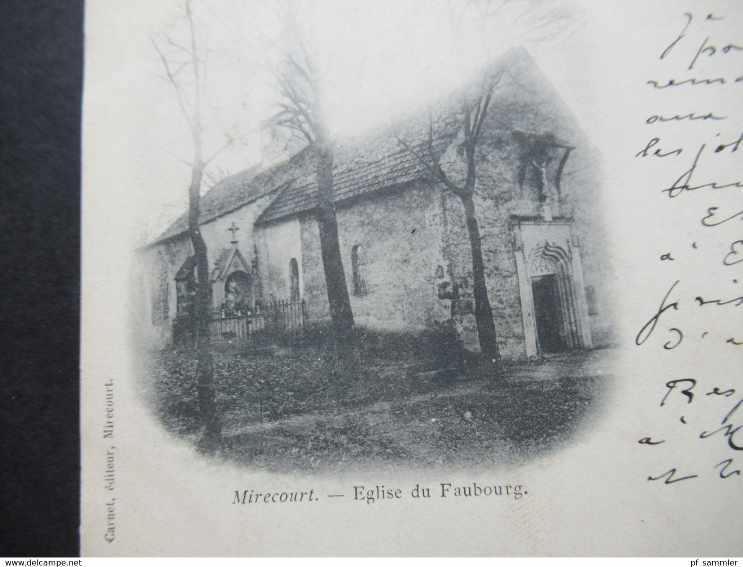 Frankreich Sage AK 1900 Mirecourt Eglise Du Faubourg Editeuer Carnet Stempel Mirecourt Vosges Nach Doubs Gesendet - Mirecourt