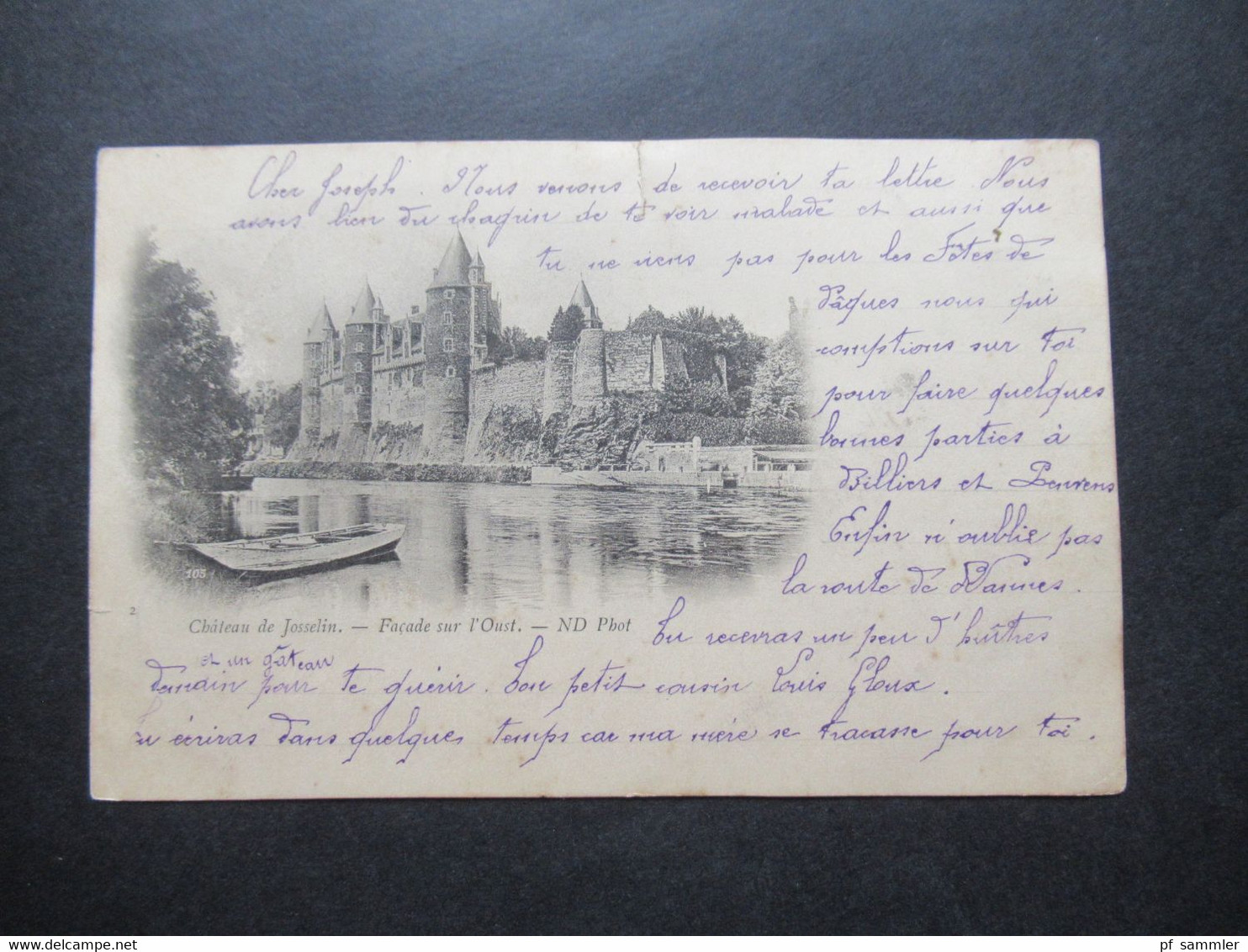 Frankreich Sage AK 1900 Chateau De Josselin Facade Sur L'Oust Stempel Vannes Morbihan Nach Chantenay Gesendet - Josselin