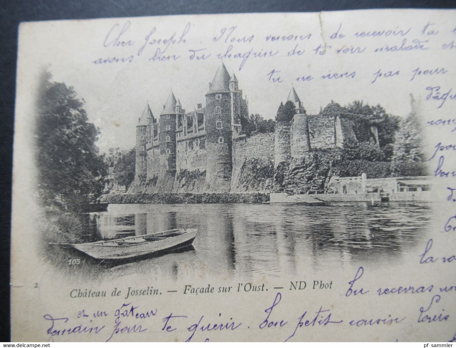 Frankreich Sage AK 1900 Chateau De Josselin Facade Sur L'Oust Stempel Vannes Morbihan Nach Chantenay Gesendet - Josselin