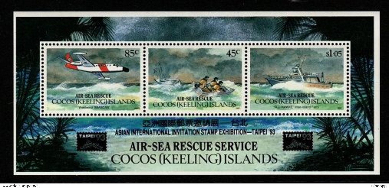 Cocos (keeling) Islands   SG 292  1993 Air-sea Rescue Service, Souvenir Sheet,Overprinted Taipei.Mint Never Hinged - Isole Cocos (Keeling)