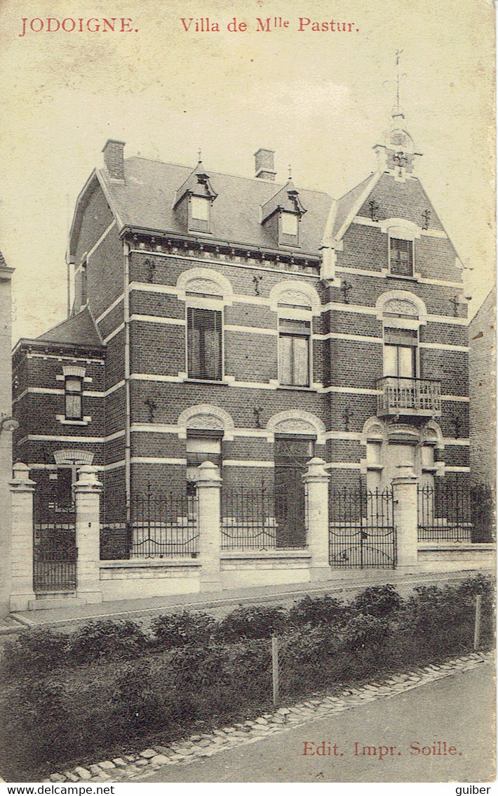 Jodoigne Villa De Melle Pastur Edit. Impr. Soille Circulée En 1910 - Jodoigne