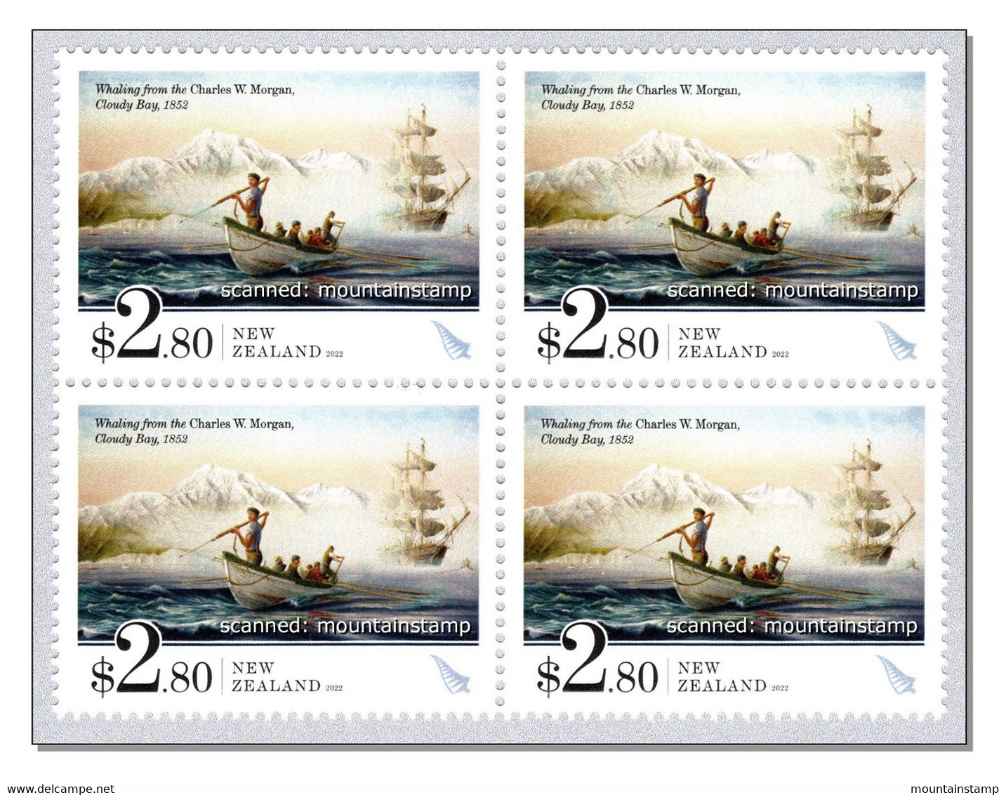 New Zealand 2022 Tapuae-O-Ueneku 2885 M Mountains Berge Montagnes Sailing Boat Fishing Whaling Ship MNH ** Block 4 - Unused Stamps