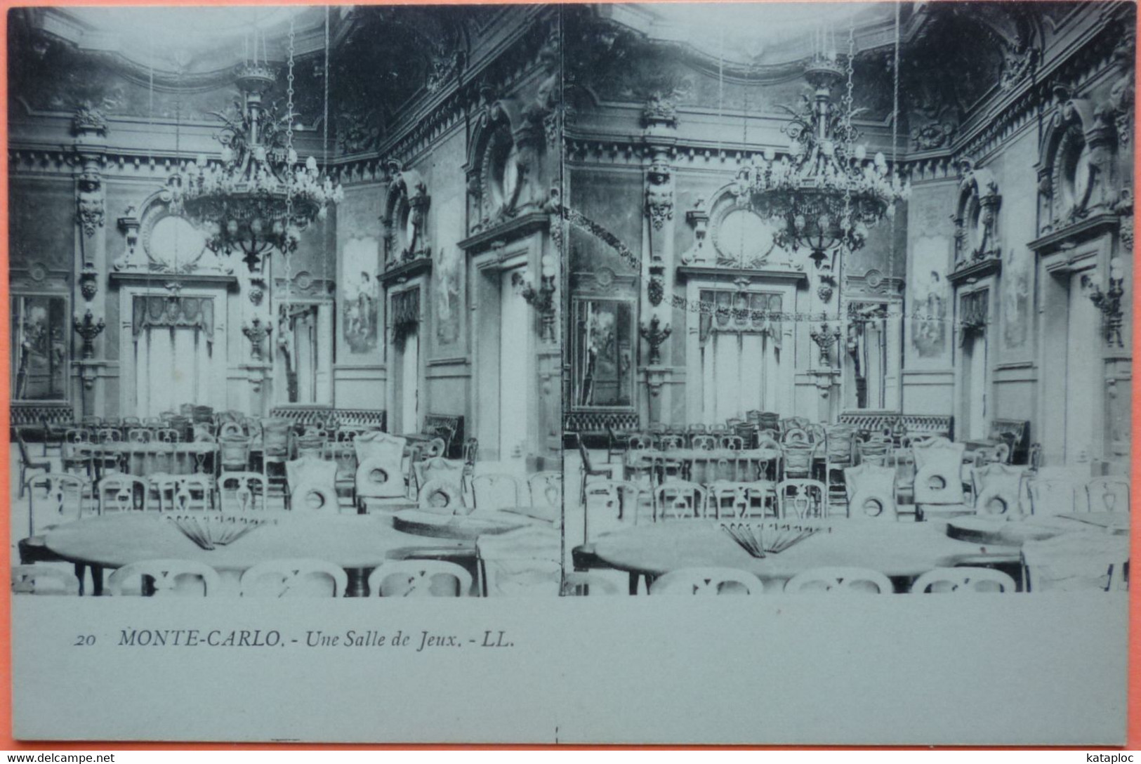 CARTE POSTALE STEREO POUR VISION RELIEF - MONTE CARLO - MONACO - UNE SALLE DE JEUX -SCANS RECTO/VERSO -10 - Monte-Carlo