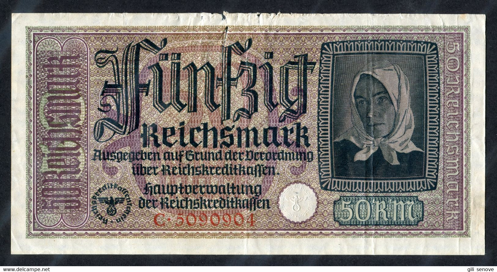 GERMANY 50 REICHSMARK BANKNOTE 1940-1945 P-R140 - 50 Reichsmark