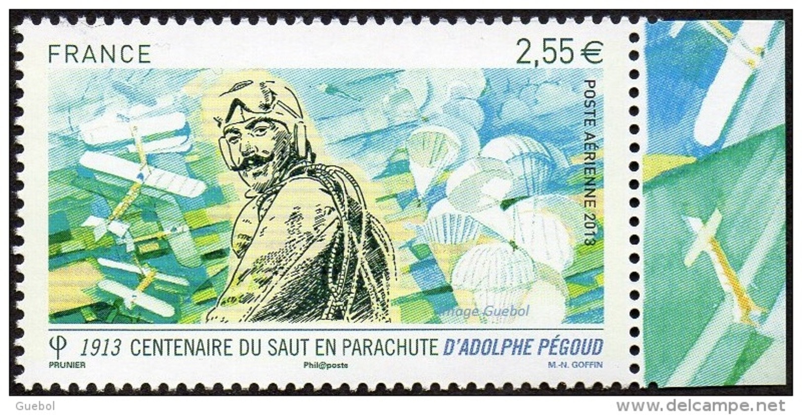 France Sport N° PA 76 A ** Poste Aérienne - Adolphe Pegoud -> Centenaire Du Premier Saut En Parachute - Parachutisme