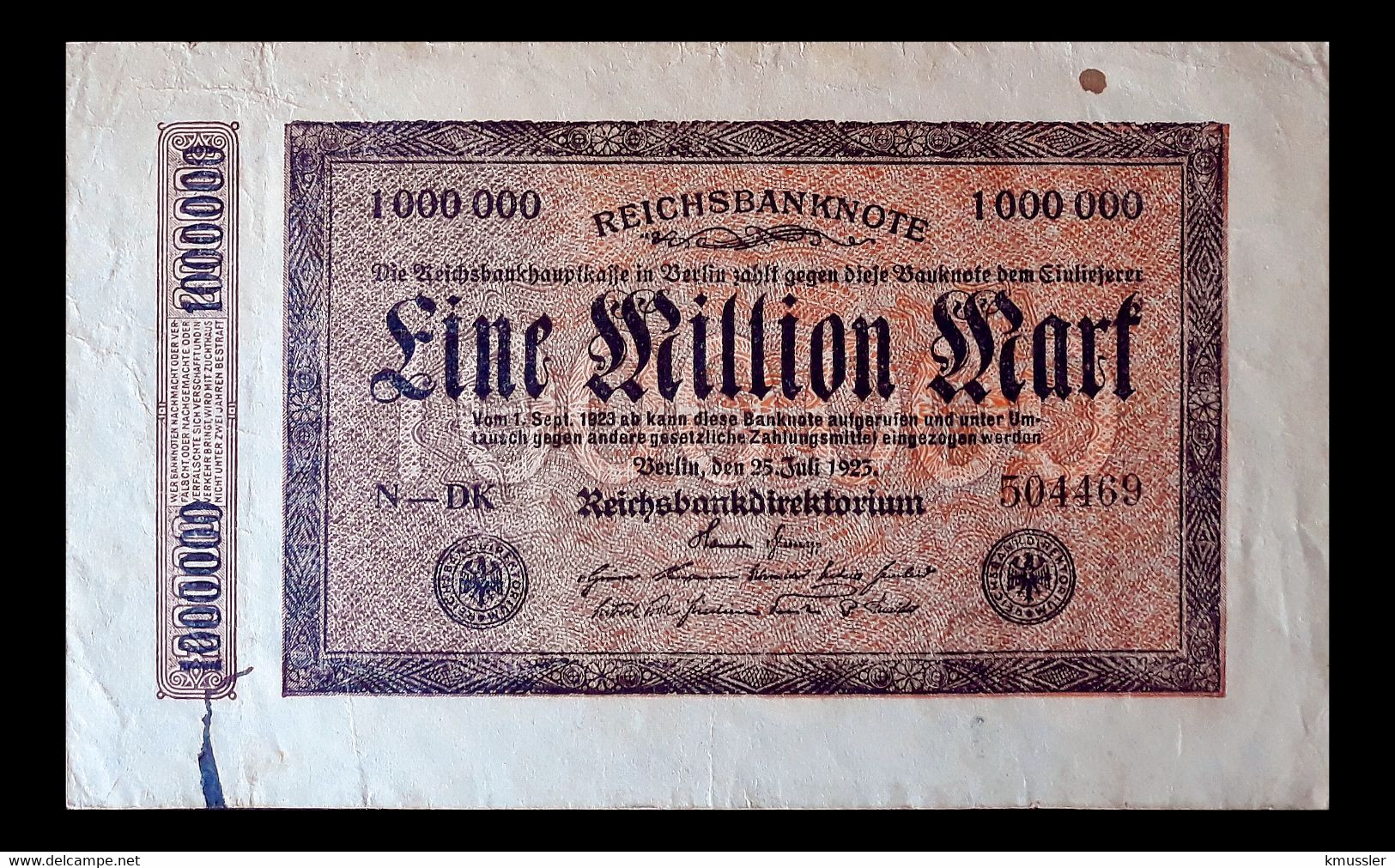 # # # Banknote Germany (Dt. Reich) 1 Mio Mark 1922 # # # - 1 Million Mark