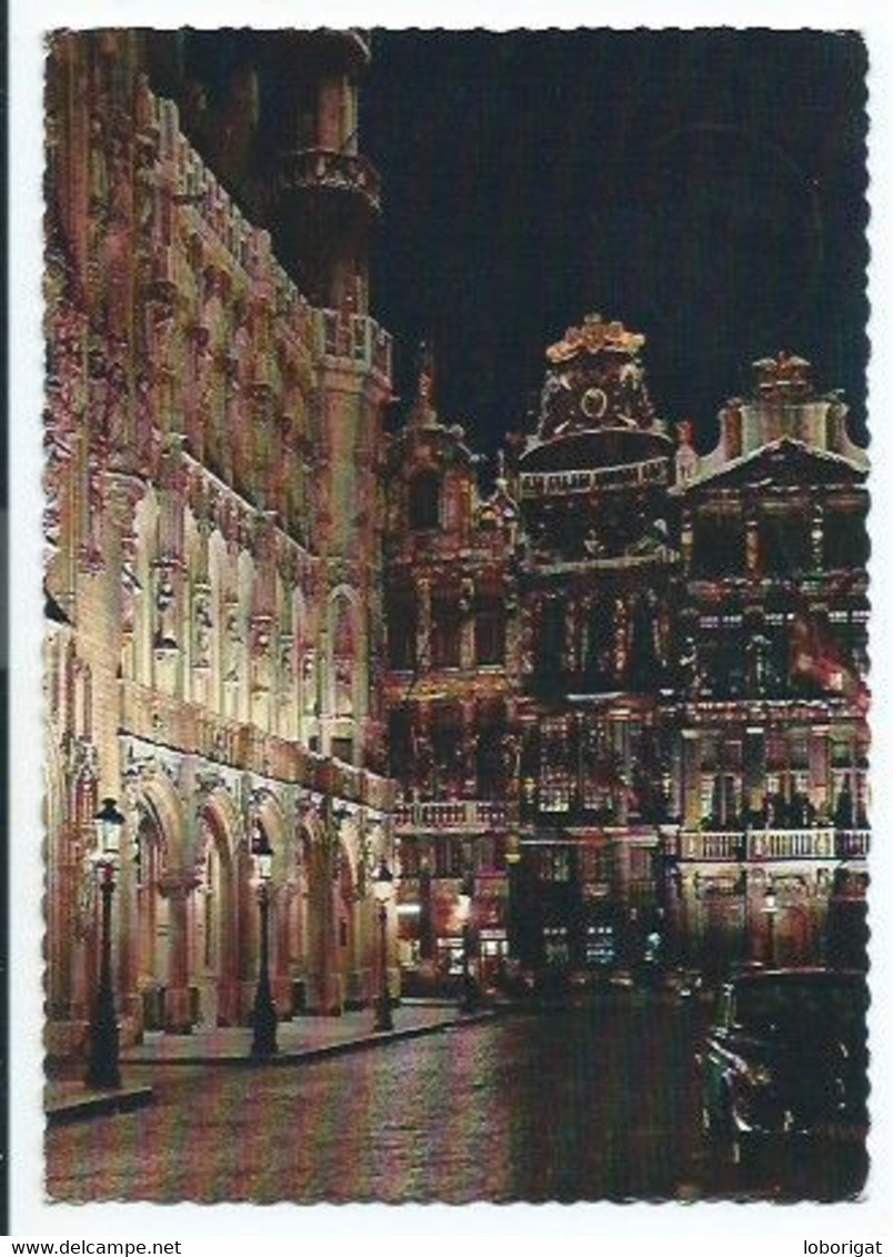 UN COIN DE LA GRAND PLACE LA NUIT / A PART OF THE MARKET PLACE BY NIGHT.- BRUXELLES - BRUSSEL.-  ( BELGICA ) - Bruxelles La Nuit