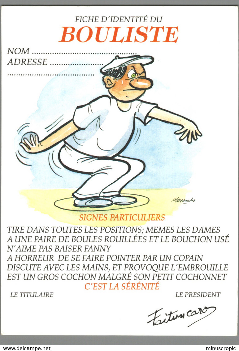 CPM - Humour - Fiche D'identité Du Bouliste - Bowls